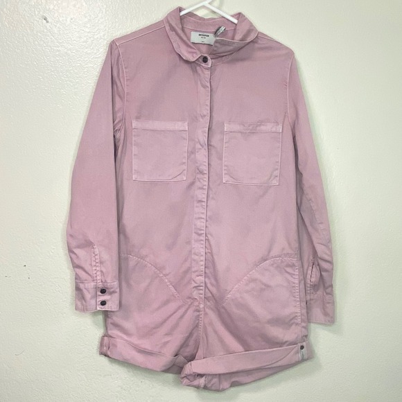 One Teaspoon Prophecy Romper Pink Cotton Utility Button Front Womens Size Small - Picture 4 of 12